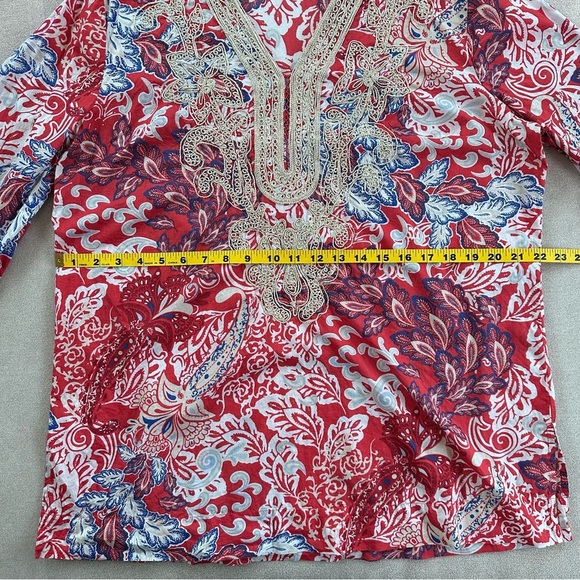 Charter Club Weekend Floral Embroidered Tunic Top. XL. - Picture 6 of 7